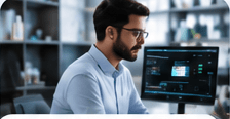 Someone working across several screens and tools.